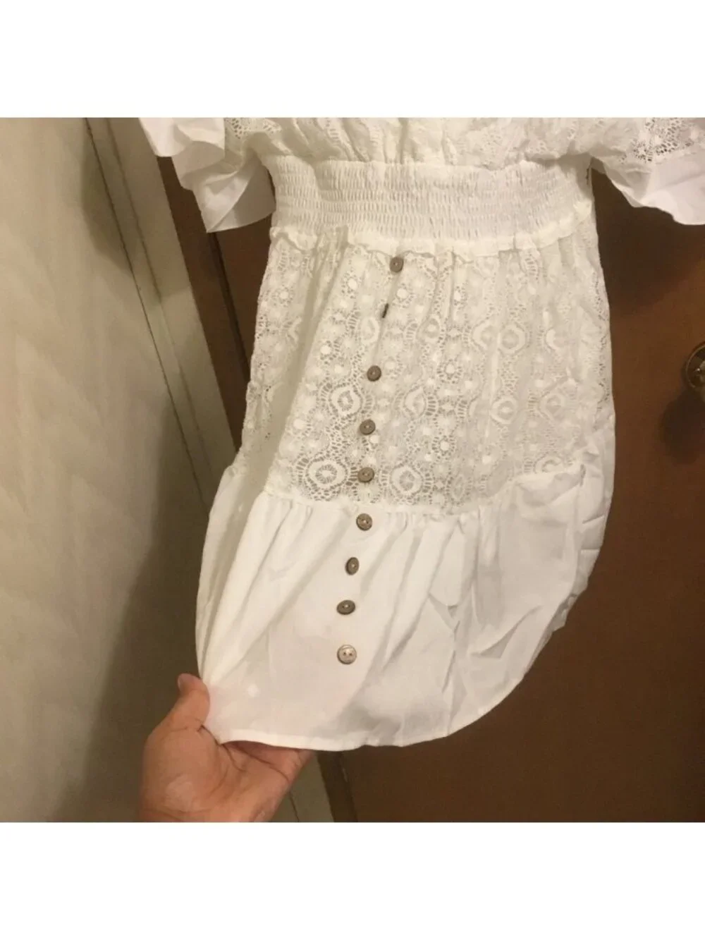 Casual Lace Patchwork Batwing Sleeve V Neck Fashion Summer Loose Dress L - Picture 5 of 7